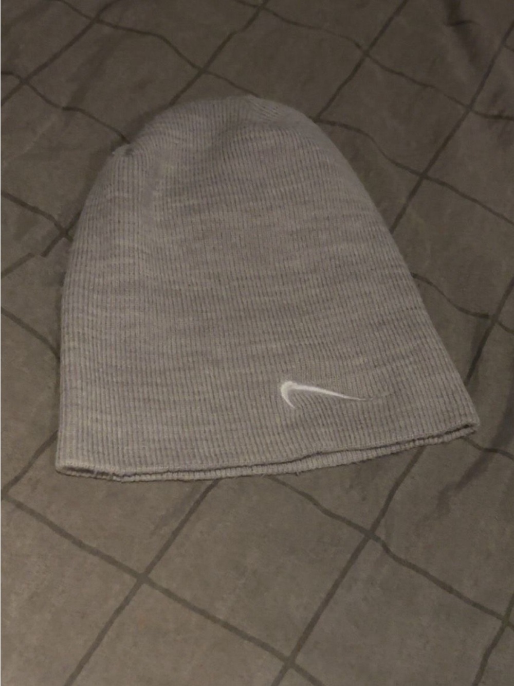 Nike Light Gray Knit Beanie with White Swoosh
